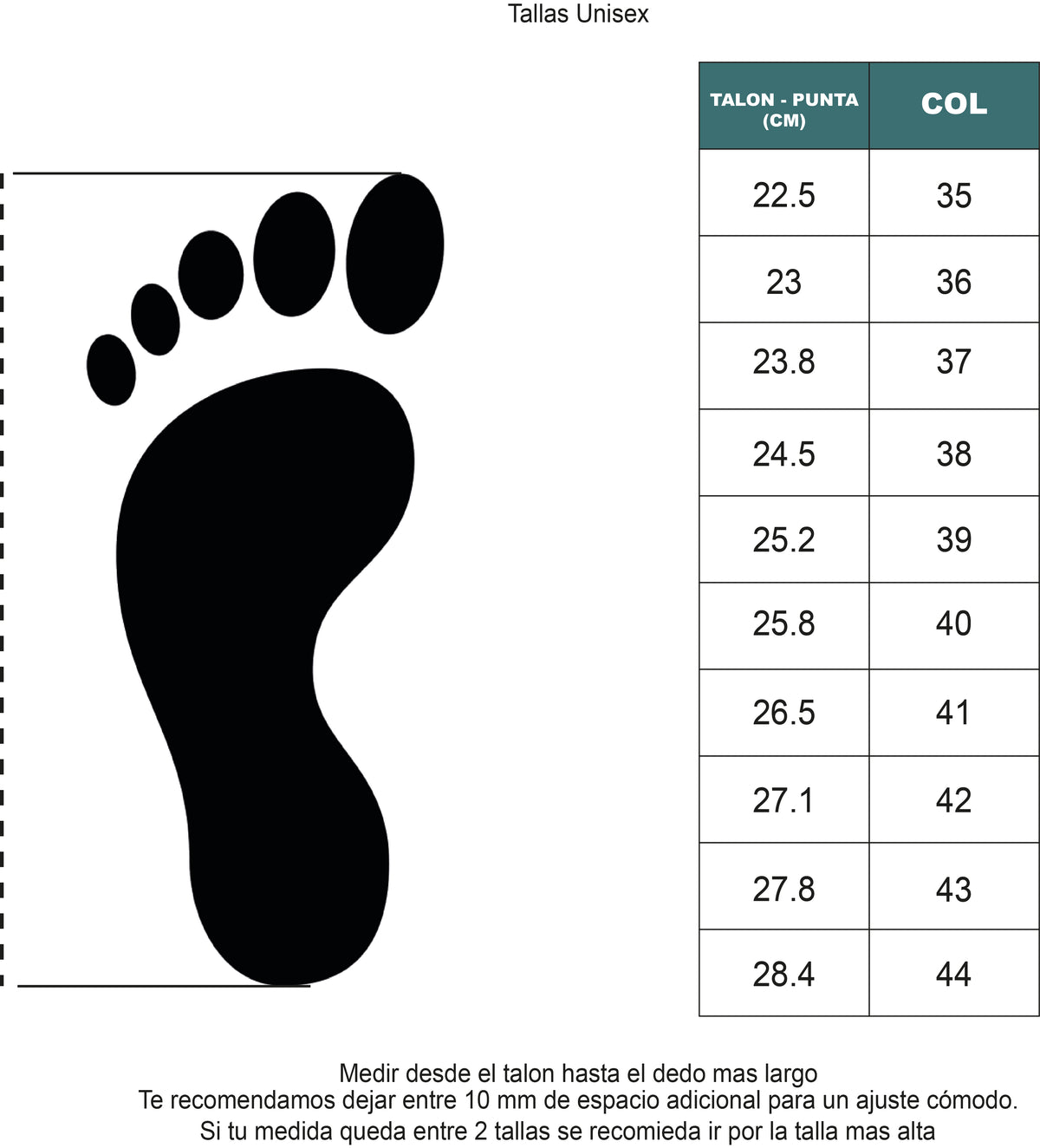 Guía de tallas Step 22 - Nube